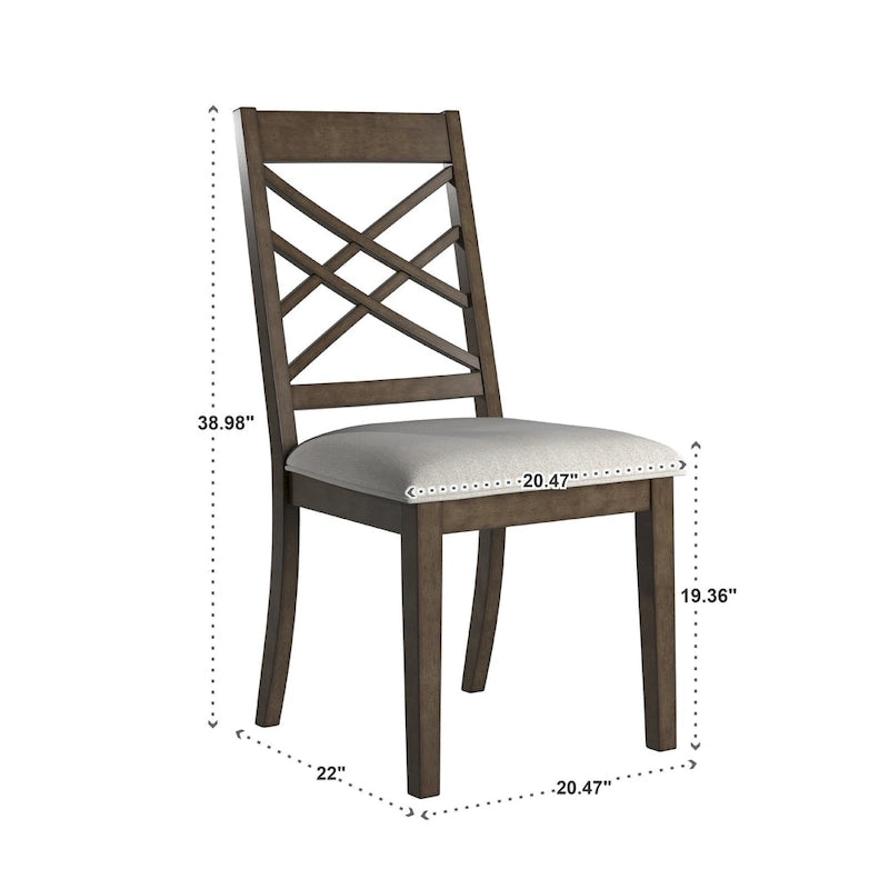 Sillas de comedor tapizadas con respaldo de celosía, opciones en color espresso/multicolor, juego de 2