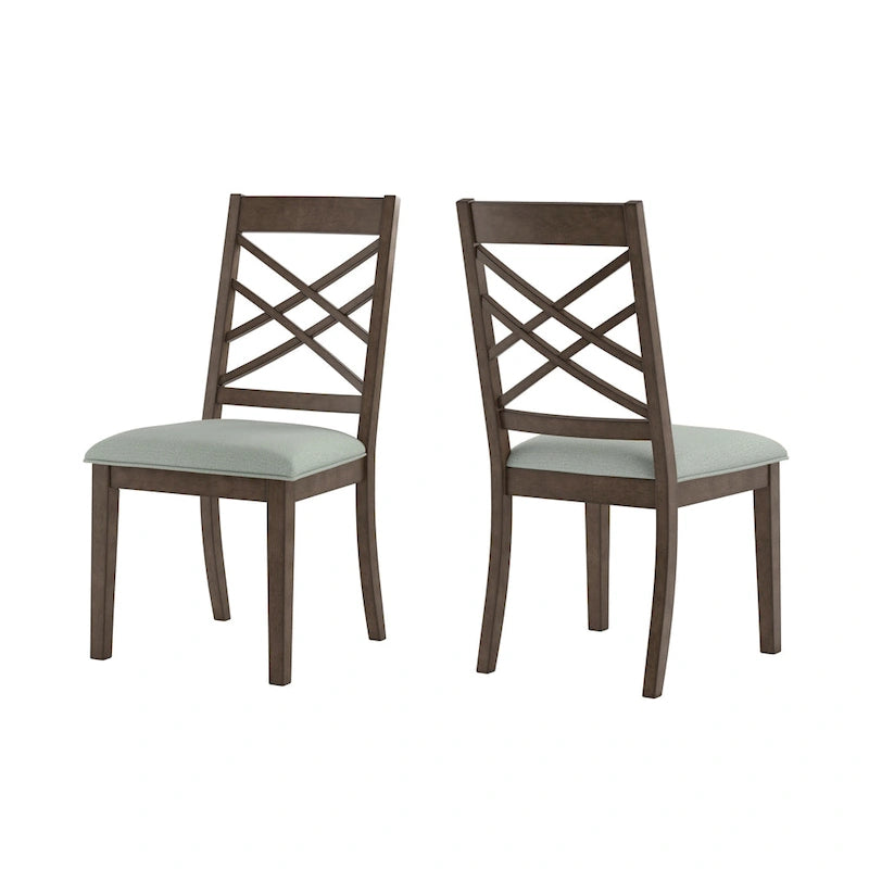 Sillas de comedor tapizadas con respaldo de celosía, opciones en color espresso/multicolor, juego de 2