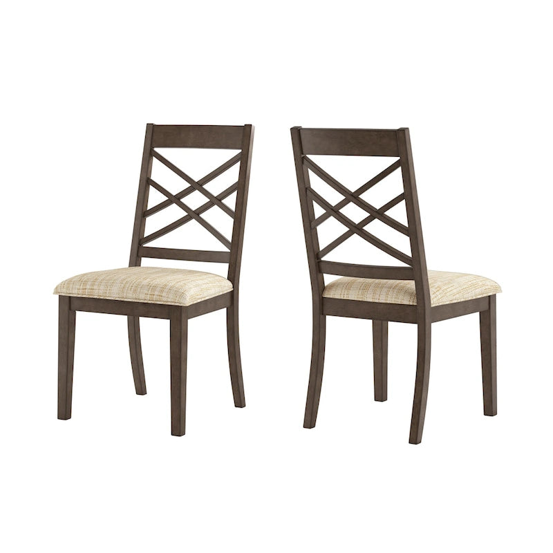 Sillas de comedor tapizadas con respaldo de celosía, opciones en color espresso/multicolor, juego de 2