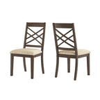 Sillas de comedor tapizadas con respaldo de celosía, opciones en color espresso/multicolor, juego de 2