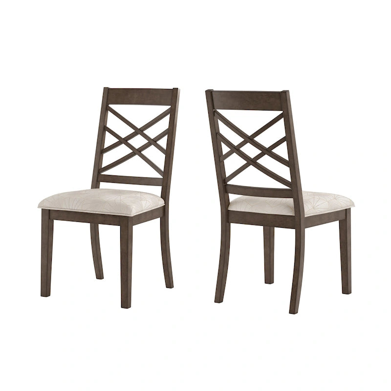 Sillas de comedor tapizadas con respaldo de celosía, opciones en color espresso/multicolor, juego de 2