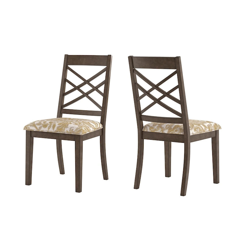 Sillas de comedor tapizadas con respaldo de celosía, opciones en color espresso/multicolor, juego de 2