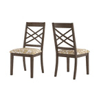 Sillas de comedor tapizadas con respaldo de celosía, opciones en color espresso/multicolor, juego de 2
