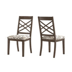Sillas de comedor tapizadas con respaldo de celosía, opciones en color espresso/multicolor, juego de 2