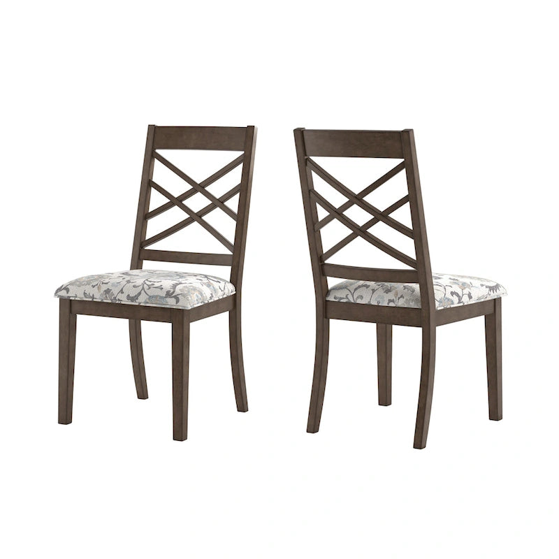 Sillas de comedor tapizadas con respaldo de celosía, opciones en color espresso/multicolor, juego de 2