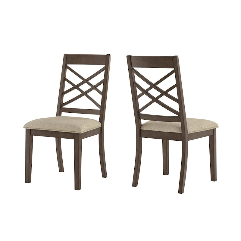 Sillas de comedor tapizadas con respaldo de celosía, opciones en color espresso/multicolor, juego de 2