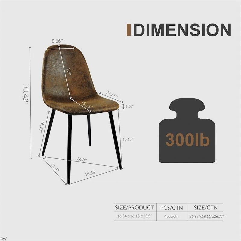 Sillas de Comedor Modernas con Patas Metálicas (Juego de 4) - N/A