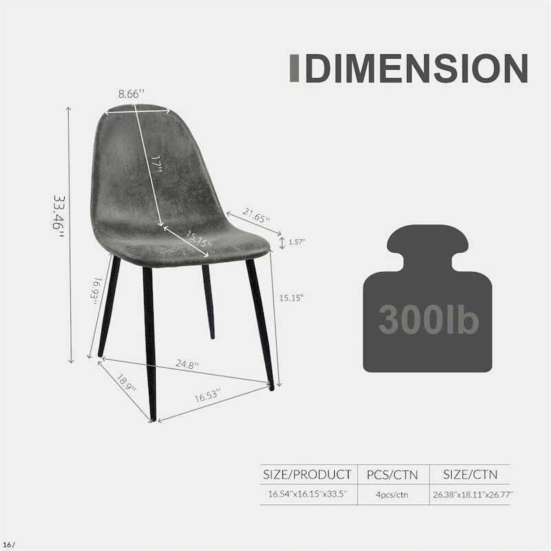 Sillas de Comedor Modernas con Patas Metálicas (Juego de 4) - N/A