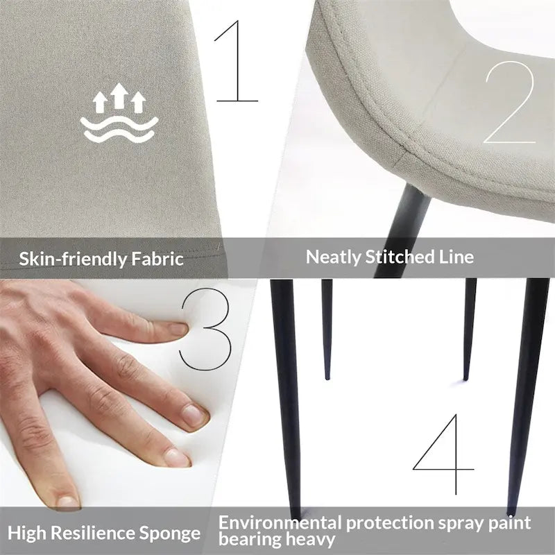 Sillas de Comedor Modernas con Patas Metálicas (Juego de 4) - N/A