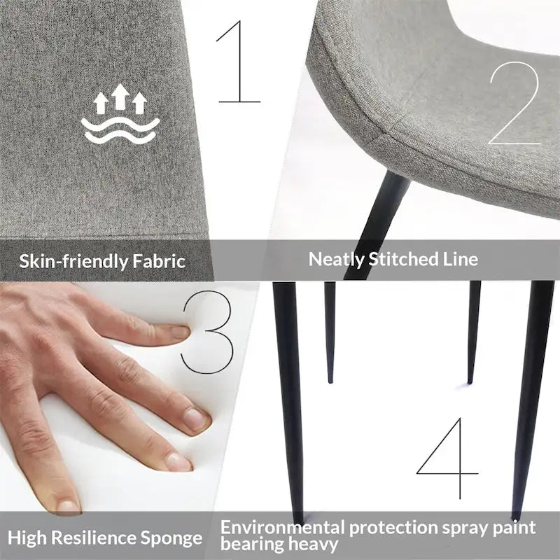 Sillas de Comedor Modernas con Patas Metálicas (Juego de 4) - N/A