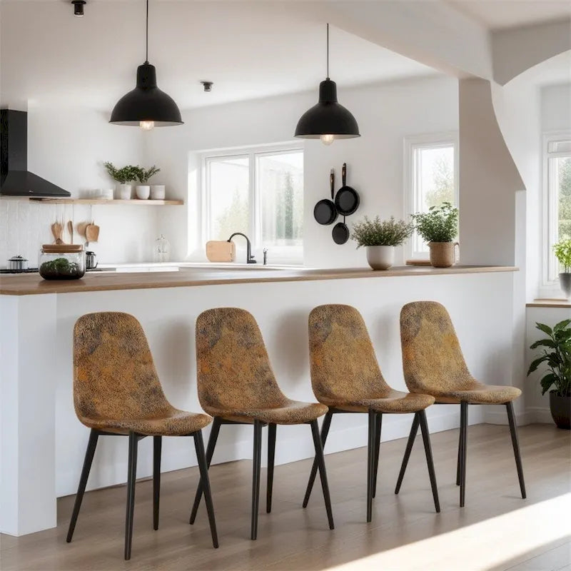 Sillas de Comedor Modernas con Patas Metálicas (Juego de 4) - N/A
