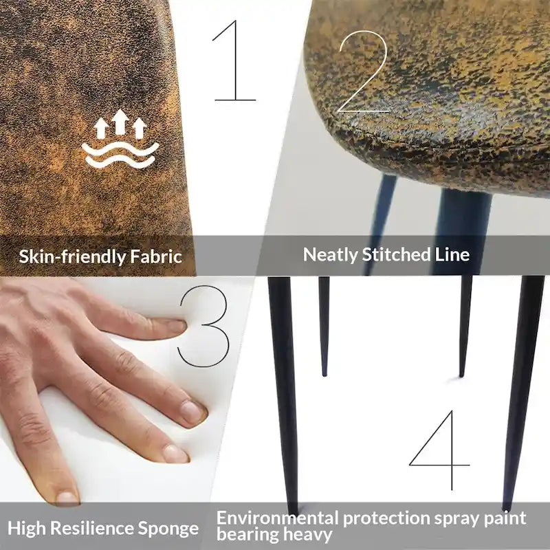 Sillas de Comedor Modernas con Patas Metálicas (Juego de 4) - N/A