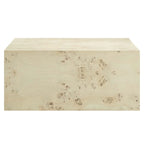 Mesa de centro cuadrada de 91 cm de madera de olmo, olmo blanqueado/natural, 1 asiento