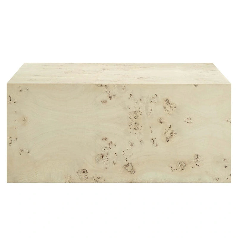 Mesa de centro cuadrada de 91 cm de madera de olmo, olmo blanqueado/natural, 1 asiento