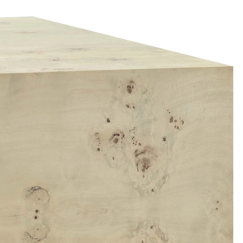 Mesa de centro cuadrada de 91 cm de madera de olmo, olmo blanqueado/natural, 1 asiento