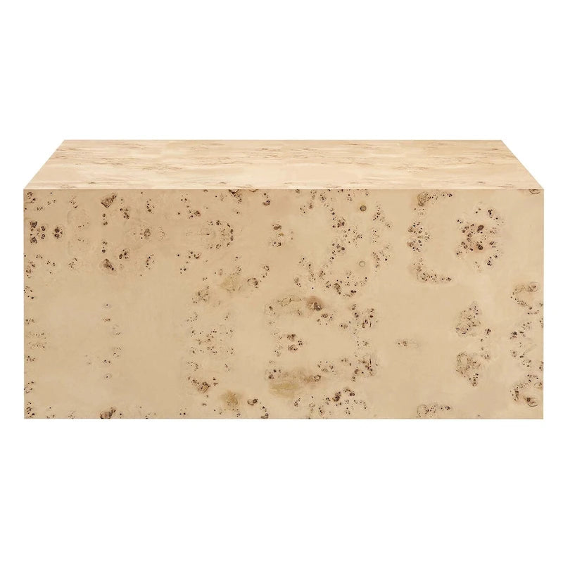 Mesa de centro cuadrada de 91 cm de madera de olmo, olmo blanqueado/natural, 1 asiento