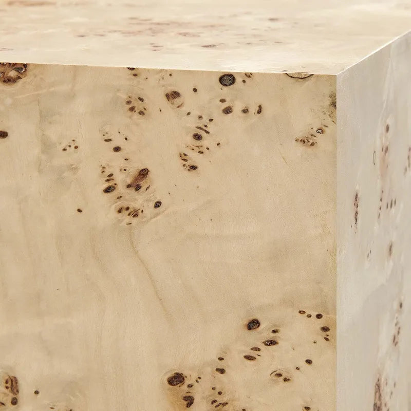Mesa de centro cuadrada de 91 cm de madera de olmo, olmo blanqueado/natural, 1 asiento