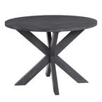 Mesa de comedor redonda gris con base en X, 42", para 4 personas