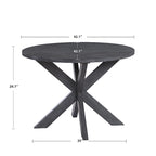 Mesa de comedor redonda gris con base en X, 42", para 4 personas