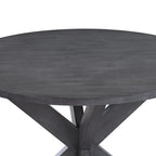Mesa de comedor redonda gris con base en X, 42", para 4 personas