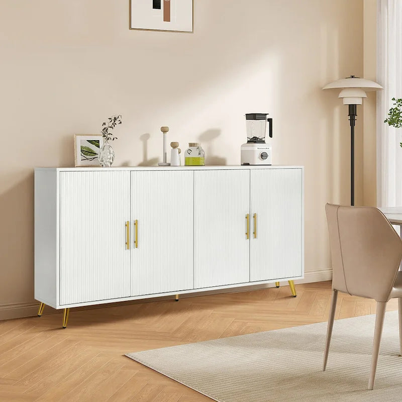 Armario de almacenamiento de 4 puertas blanco/azul marino con estantes ajustables – Requiere montaje entre 2 personas