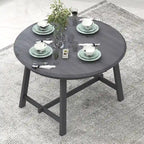 Mesa de Comedor Redonda Extensible, Gris / Lavado de Madera Natural, 4 Asientos