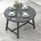 Mesa de Comedor Redonda Extensible, Gris / Lavado de Madera Natural, 4 Asientos