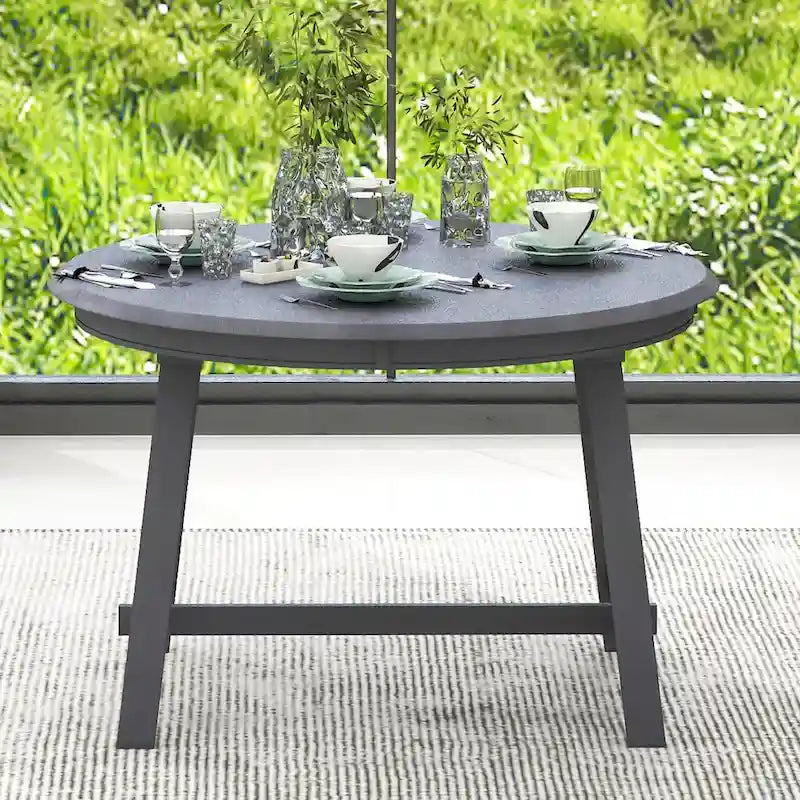 Mesa de Comedor Redonda Extensible, Gris / Lavado de Madera Natural, 4 Asientos