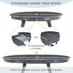 Mesa de Comedor Redonda Extensible, Gris / Lavado de Madera Natural, 4 Asientos