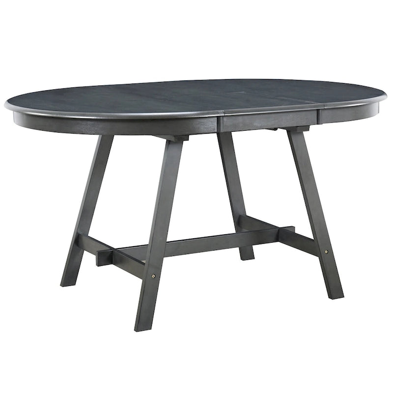 Mesa de Comedor Redonda Extensible, Gris / Lavado de Madera Natural, 4 Asientos
