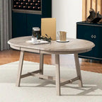 Mesa de Comedor Redonda Extensible, Gris / Lavado de Madera Natural, 4 Asientos