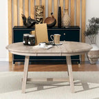 Mesa de Comedor Redonda Extensible, Gris / Lavado de Madera Natural, 4 Asientos