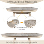 Mesa de Comedor Redonda Extensible, Gris / Lavado de Madera Natural, 4 Asientos