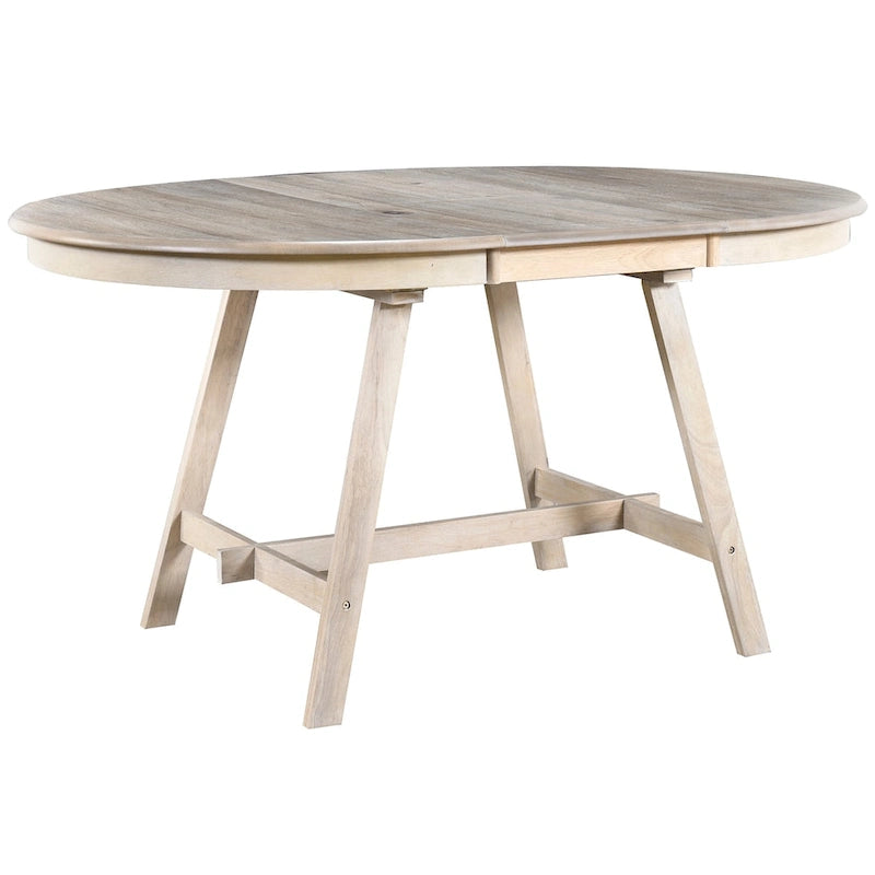 Mesa de Comedor Redonda Extensible, Gris / Lavado de Madera Natural, 4 Asientos