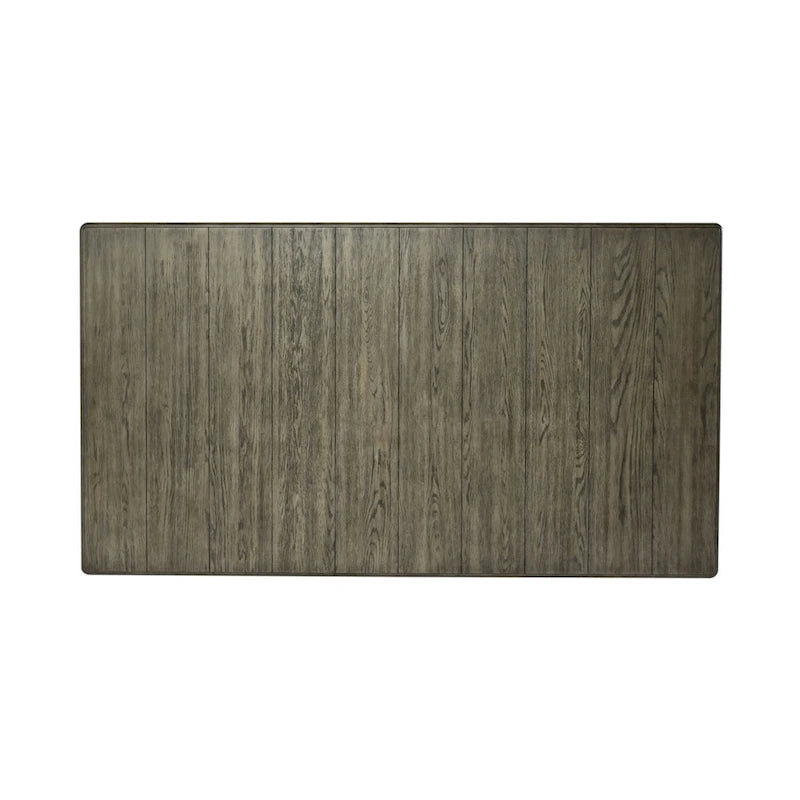 Mesa de comedor rectangular en blanco antiguo y gris desgastado, con capacidad para 6 personas