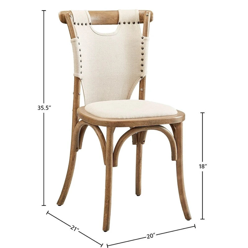Silla de comedor Bentwood con respaldo de lona color Driftwood, individual