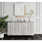 Aparador / mueble auxiliar minimalista de 4 puertas gris/azul, para 1