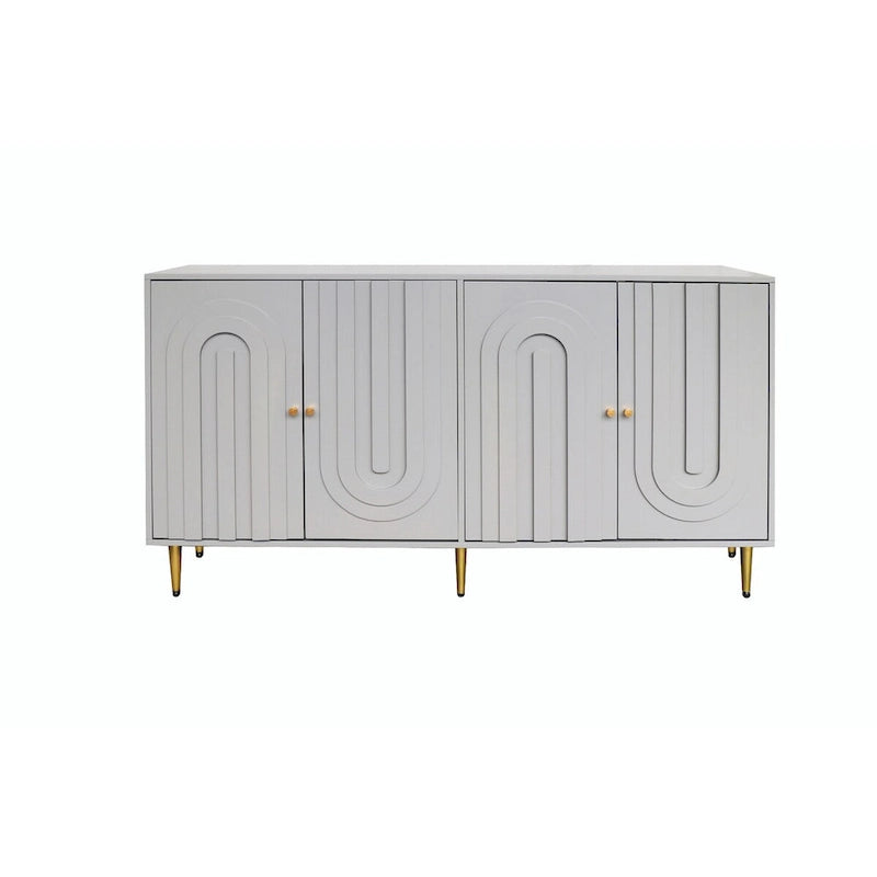 Aparador / mueble auxiliar minimalista de 4 puertas gris/azul, para 1