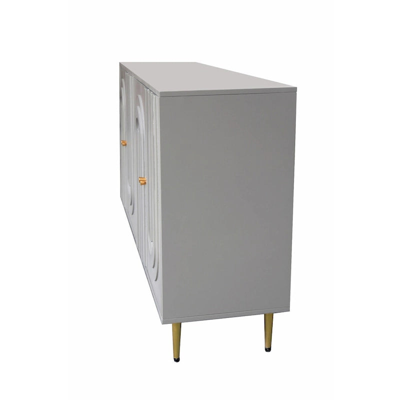 Aparador / mueble auxiliar minimalista de 4 puertas gris/azul, para 1