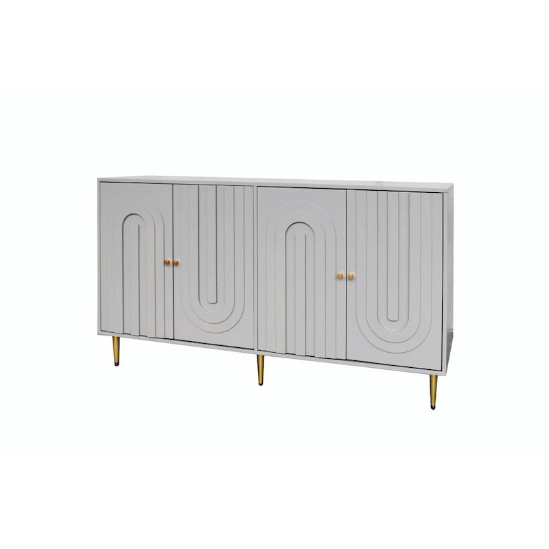Aparador / mueble auxiliar minimalista de 4 puertas gris/azul, para 1