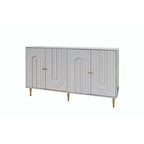 Aparador / mueble auxiliar minimalista de 4 puertas gris/azul, para 1