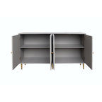 Aparador / mueble auxiliar minimalista de 4 puertas gris/azul, para 1