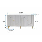 Aparador / mueble auxiliar minimalista de 4 puertas gris/azul, para 1