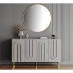 Aparador / mueble auxiliar minimalista de 4 puertas gris/azul, para 1