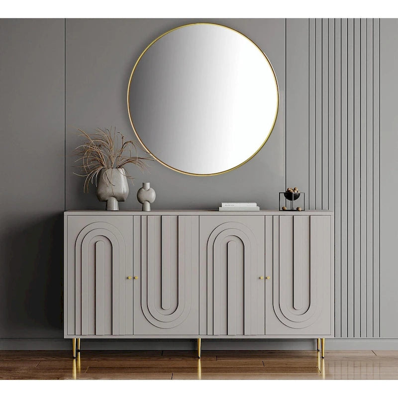 Aparador / mueble auxiliar minimalista de 4 puertas gris/azul, para 1