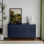 Aparador / mueble auxiliar minimalista de 4 puertas gris/azul, para 1