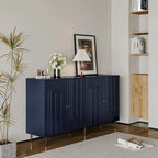 Aparador / mueble auxiliar minimalista de 4 puertas gris/azul, para 1