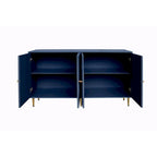 Aparador / mueble auxiliar minimalista de 4 puertas gris/azul, para 1