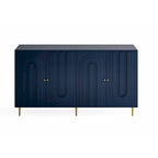 Aparador / mueble auxiliar minimalista de 4 puertas gris/azul, para 1