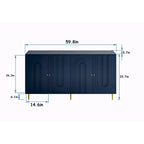 Aparador / mueble auxiliar minimalista de 4 puertas gris/azul, para 1